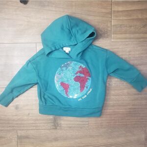 Gymboree 'It's Our World' Teal Sequin Hoodie Size xxs 3